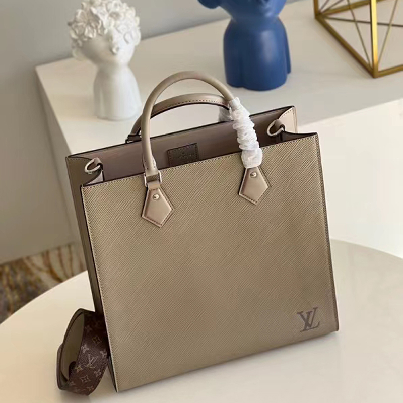 Louis Vuitton SAC PLAT PM Handbag Epi Leather M58657 Galet Gray 